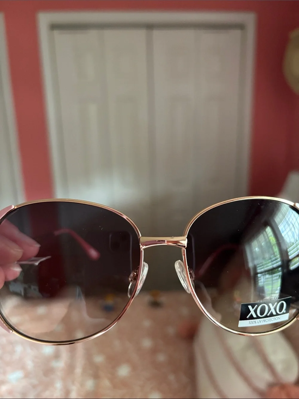 XOXO Pink and Gold Cat-Eye Sunglasses